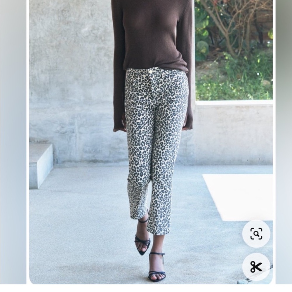 Zara bootcut cropped leopard denim. Cotton spandex . Brand new with tags